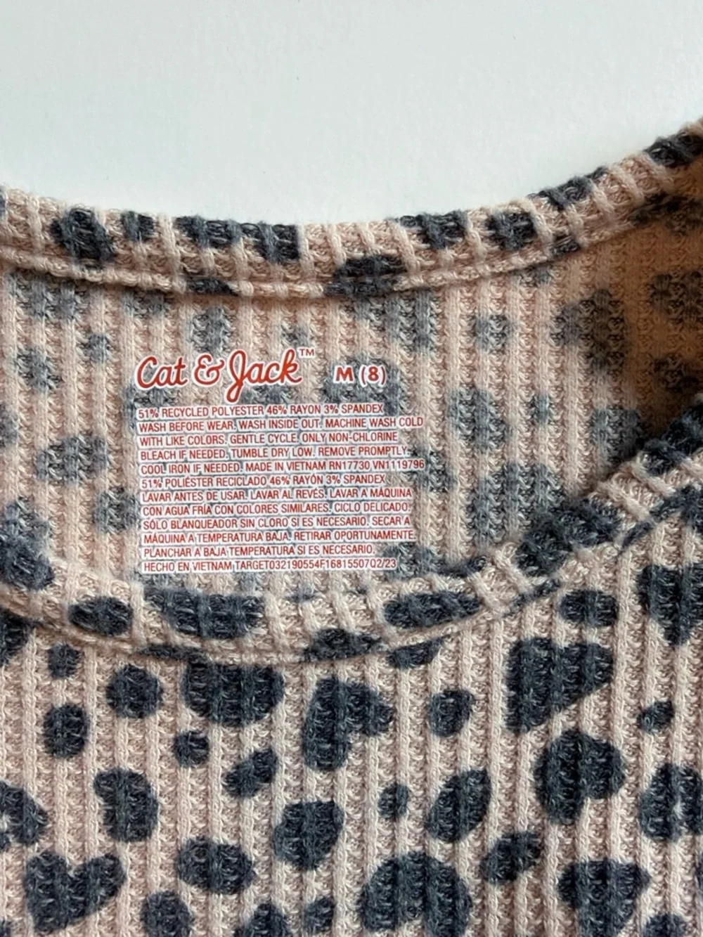 Cat & Jack Beige Long-Sleeve Leopard Tiered Dress